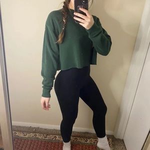 Green Fleece Crop Sweater